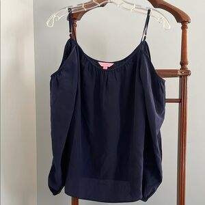 Lilly Pulitzer Navy Cold Shoulder Blouse Small